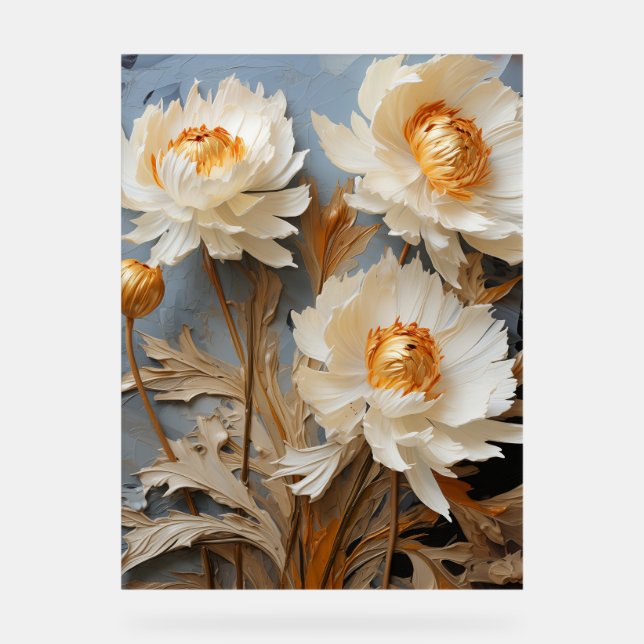 Star of Bethlehem - Impasto Floral Acrylic Sign (Front)