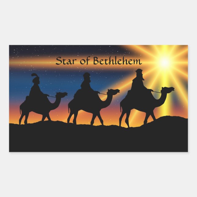 Star of Bethlehem, labelled, Rectangular Sticker (Front)