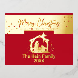 Star Of Bethlehem Nativity Christmas Gold and Red Foil Holiday Postcard