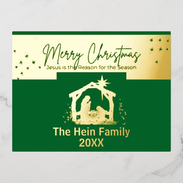 Star Of Bethlehem Nativity Scene Christmas Foil Ho Foil Holiday Postcard (Front)