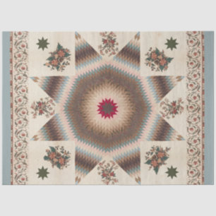 Star of Bethlehem Quilt Vintage Blue Cottagecore Tissue Paper