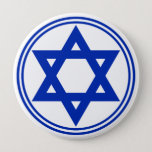 Star of David 10 Cm Round Badge<br><div class="desc">Round button with an image of a royal blue Star of David and royal blue double border on white. See the entire Hanukkah Buttons & Pins collection under the ACCESSORIES category in the HOLIDAYS section.</div>