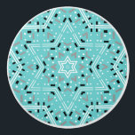 Star of David | Abstract Decorative Drawer Cabinet Ceramic Knob<br><div class="desc">Decorative drawer knob or cabinet knob featuring an abstract Star of David design in shades of aqua, white, silver grey, and black. An original design by Susan Silva / 369Mandala.</div>