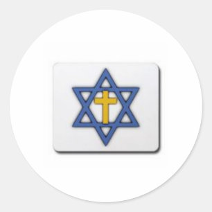 star of david and cross classic round sticker