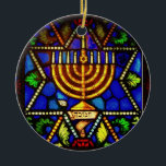 STAR OF DAVID AND MENORAH CERAMIC TREE DECORATION<br><div class="desc">PHOTO</div>