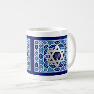 Star of David and Menorah Hanukkah Gift Mugs