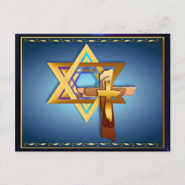 Star Of David and Triple Cross Postcard (Front)
