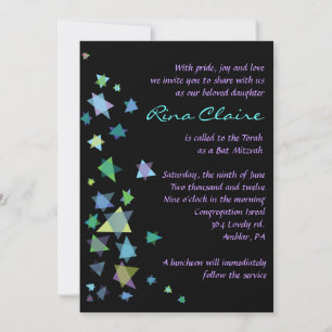 Star of David Bar Bat Mitzvah Invitation Invite