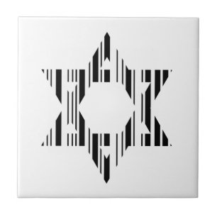 STAR OF DAVID BAR CODE Judaism Pattern Design Tile