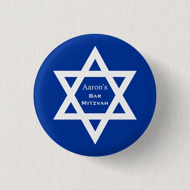 Star of David Bar Mitzvah blue 3 Cm Round Badge (Front)