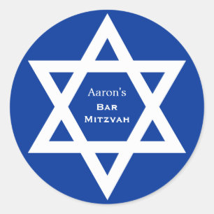 Star of David Bar Mitzvah blue Classic Round Sticker