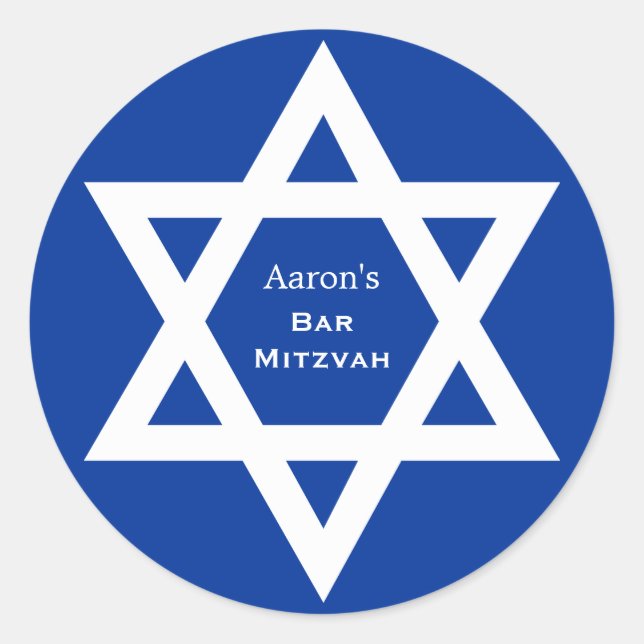 Star of David Bar Mitzvah blue Classic Round Sticker (Front)