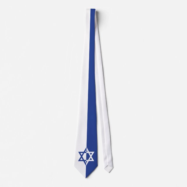 Star of David Bar Mitzvah blue, white Tie (Front)