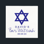 Star of David Bar Mitzvah Custom Paper Napkin<br><div class="desc">Custom personalised paper napkins for your religious celebration. Personalise this great party accessory with the guest of honour's name,  occasion and party date or anything you like. Visit our store or click the read more tab to see other items that match this design.</div>