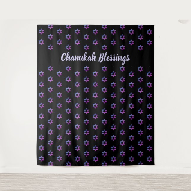 STAR OF DAVID | Black | CHANUKAH Backdrop Tapestry (Front)