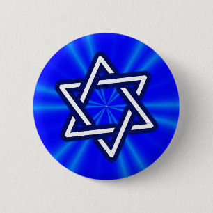 Star of David (Blue) 6 Cm Round Badge