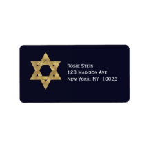 Star of David Blue and Gold accent address labels
