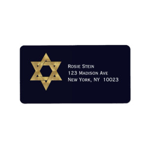 Star of David Blue and Gold accent address labels