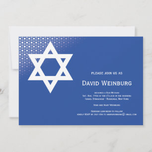 Star of David Blue Bar Mitzvah Invitation
