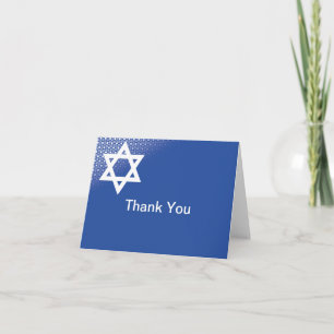 Star of David Blue Bar Mitzvah Thank You Card