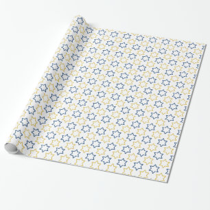Star of David   blue yellow pattern Wrapping Paper