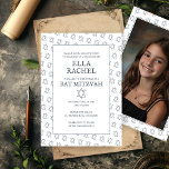 Star of David B'nai Bat Bar Mitzvah Custom Photo  Invitation<br><div class="desc">Perfect card to announce a bar mitzvah, bat mitzvah or other Jewish celebration! Hand made art for you! FULLY CUSTOMIZABLE! Click on “Personalise” above to edit the text and add your own photo to the back side. Click "edit using design tool" to adjust the fonts, colours and placements and to...</div>