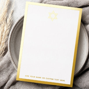 Star of David border silver or gold foil note card