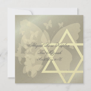 Star of David/Butterfiles Bat Mitzvah invitations, Invitation