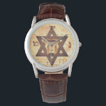 Star of David Chai Hebrew Wailing Wall Men's Watch<br><div class="desc">This is a beautiful Jewish watch for men. It has the Star of David with a Chai in the middle. It has an Israel Wailing Wall background and has Hebrew numbers.</div>