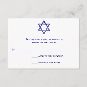 Star of David Chevron Bat Mitzvah RSVP Card