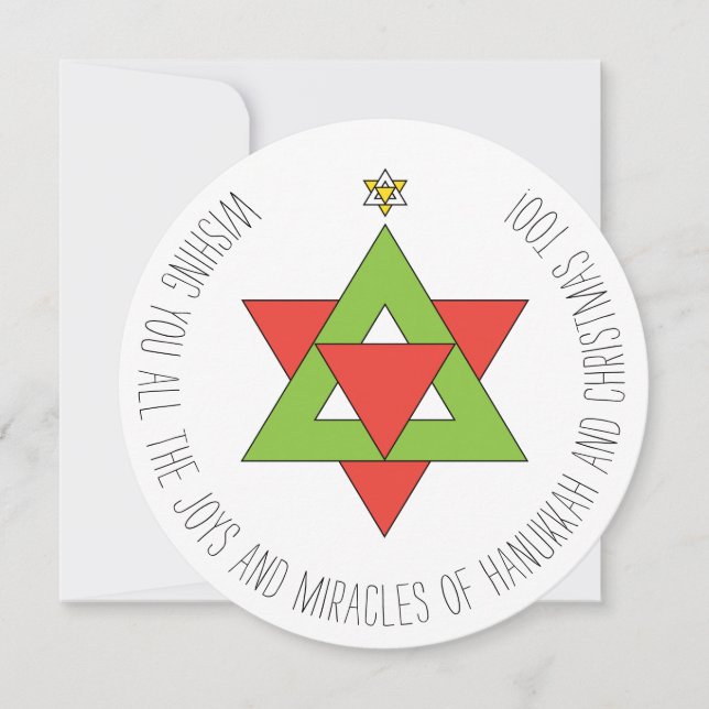 Star of David Christmas Tree Greeting Card (Front)