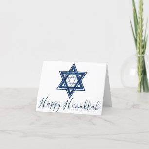 Star of David   Classic Blue Modern Happy Hanukkah Holiday Card