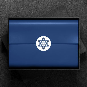 Star of David Classic Blue Modern Happy Hanukkah Round Sticker