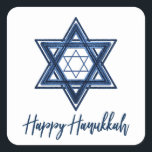 Star of David | Classic Blue Modern Happy Hanukkah Square Sticker<br><div class="desc">Minimal classic blue Bar/Bat Mitzvah and Hanukkah modern Star of David against a white background creates an elegant,  sophisticated design. For other coordinating colours or matching products,  visit JustFharryn @ Zazzle.com or contact the designer,  c/o Fharryn@yahoo.com  All rights reserved. #zazzlemade #christmasdecor</div>