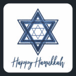 Star of David | Classic Blue Modern Happy Hanukkah Square Sticker<br><div class="desc">Minimal classic blue Bar/Bat Mitzvah and Hanukkah modern Star of David against a white background creates an elegant,  sophisticated design. For other coordinating colours or matching products,  visit JustFharryn @ Zazzle.com or contact the designer,  c/o Fharryn@yahoo.com  All rights reserved. #zazzlemade #christmasdecor</div>