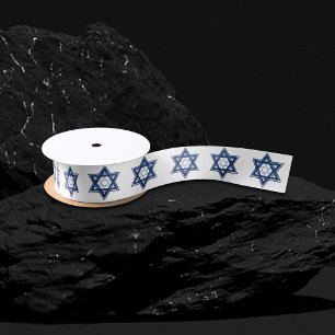 Star of David Classic Blue Modern Minimalist Satin Ribbon