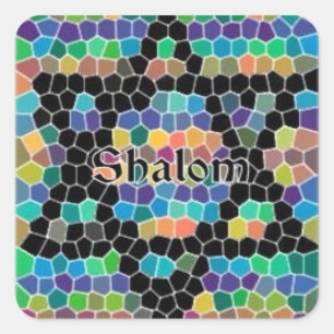 Star of David-Colourful Mosaic-Shalom Square Sticker