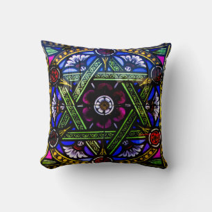 Star of David Colourful Stained Glass Window Cushion