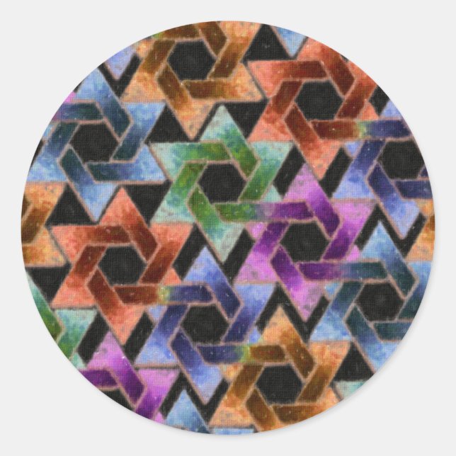 Star of David Damask Classic Round Sticker (Front)