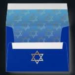 Star of David Deep Blue Envelopes<br><div class="desc">Send your Bar Mitzvah card or invitation in this elegant deep blue envelope. A golden Star of David adorns the return address and the back. Inside has a lovely blue gradient where a subtle Star of David motif is repeated. Choose the "Customise it!" button to change the envelope colour if...</div>