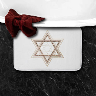 Star of David Elegant Gold and White Modern Bath Mat