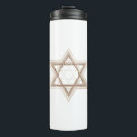 Star of David | Elegant Gold and White Modern Thermal Tumbler<br><div class="desc">Minimal classic gold Bar/Bat Mitzvah and Hanukkah modern Star of David against a solid background creates an elegant,  sophisticated design. For other coordinating colours or matching products,  visit JustFharryn @ Zazzle.com or contact the designer,  c/o Fharryn@yahoo.com  All rights reserved. #zazzlemade #christmasdecor</div>