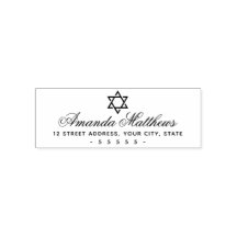 Star of David elegant script return address