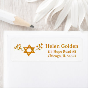 Star of David Floral Jewish Return Address