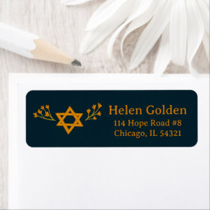 Star of David Floral Jewish Return Address
