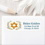 Star of David Floral Jewish Return Address<br><div class="desc">Hand drawn star and florals by me for you. Great for a bat mitzvah or Jewish wedding or Hanukkah or other event. For more designs and colours check my shop! Or let me know if you'd like something custom.  Ask if you don't find what you need! :)</div>