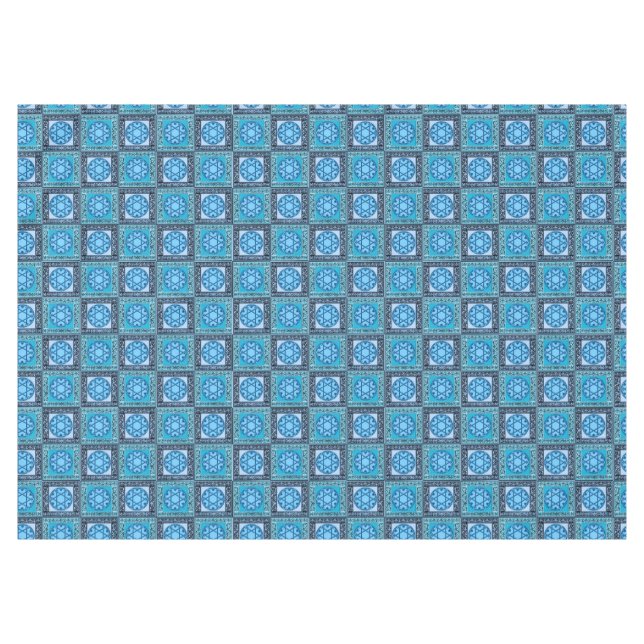 Star of David Floret Blue Tablecloth (Front (Horizontal))