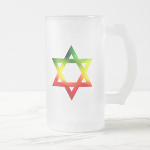 Star of David Frosted Glass Beer Mug
