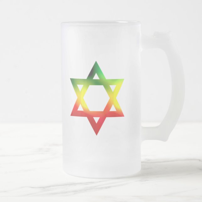 Star of David Frosted Glass Beer Mug (Right)