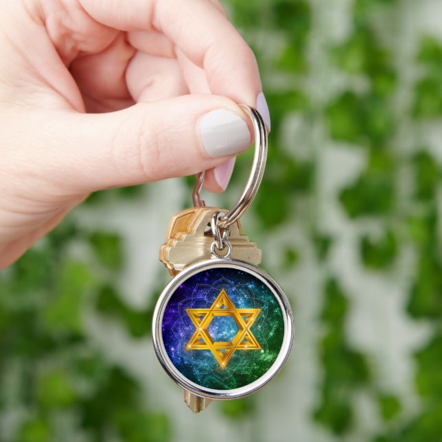 Star of David Galaxy - Magen David Key Ring (Hand)